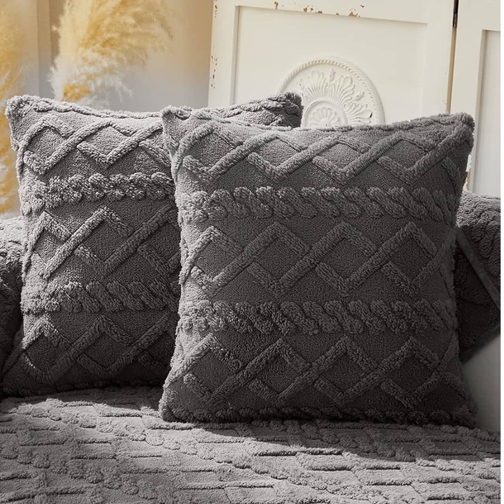 2 piece of Throw pillows 18x18 fillings included gray